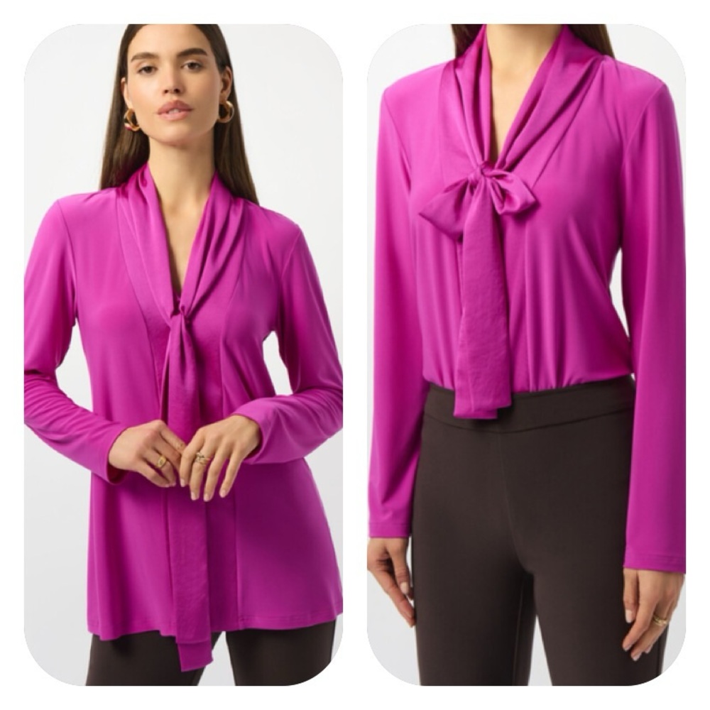 Joseph Ribkoff Silky Knit And Satin Scarf Tie Tunic